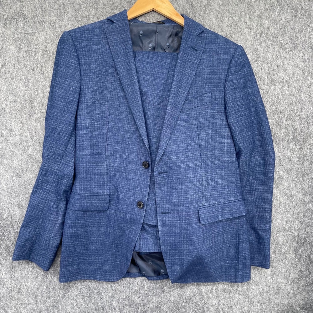 John Varvatos Suit Mens 40R 34W Blue Textured Dress Pants Trousers